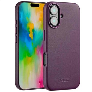Accezz - MagSafe Leather Backcover pour Apple iPhone 16 - Heath Purple