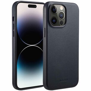 Accezz - MagSafe Leather Backcover pour Apple iPhone 14 Pro Max - Onyx Black