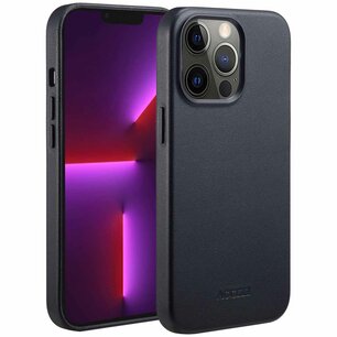 Accezz - MagSafe Leather Backcover pour Apple iPhone 13 Pro - Onyx Black