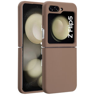 Accezz - Liquid Silicone Backcover met MagSafe voor Samsung Galaxy Z Flip 5 - Light Brown
