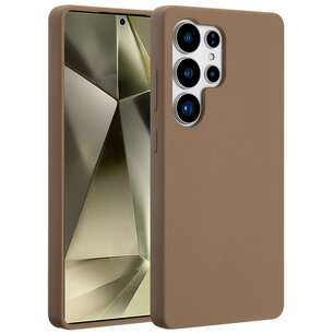 Accezz - Liquid Silicone Backcover avec MagSafe pour Samsung Galaxy S25 Ultra - Light Brown