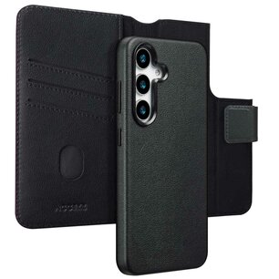 Accezz - Leather Bookcase 2-in-1 met MagSafe voor Samsung Galaxy S25 - Onyx Black