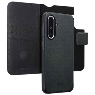 Accezz - Leather Bookcase 2-in-1 with MagSafe for Samsung Galaxy A36 / A56 - Onyx Black