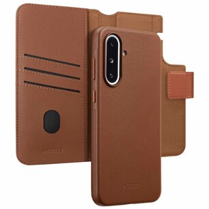 Accezz - Leather Bookcase 2-in-1 with MagSafe for Samsung Galaxy A36 / A56 - Coffee Brown