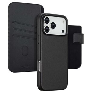 Accezz - Leather Bookcase 2-in-1 met MagSafe voor Apple iPhone 17 Pro Max - Onyx Black