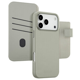 Accezz - Leather Bookcase 2-in-1 met MagSafe voor Apple iPhone 17 Pro Max - Light Grey