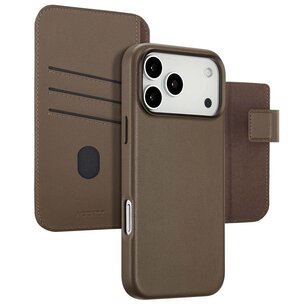 Accezz - Leather Bookcase 2-in-1 met MagSafe voor Apple iPhone 17 Pro Max - Coffee