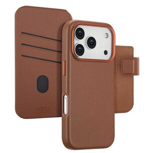 Accezz - Leather Bookcase 2-in-1 met MagSafe voor Apple iPhone 17 Pro - Sienna Brown
