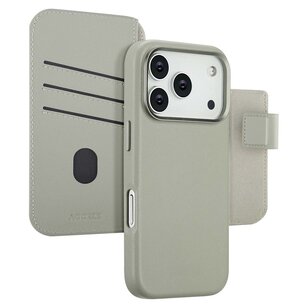 Accezz - Leather Bookcase 2-in-1 met MagSafe voor Apple iPhone 17 Pro - Light Grey
