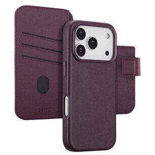 Accezz - Leather Bookcase 2-in-1 met MagSafe voor Apple iPhone 17 Pro - Heath Purple