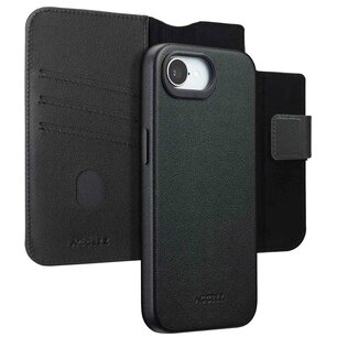 Accezz - Leather Bookcase 2-in-1 avec MagSafe pour Apple iPhone 16e - Onyx Black