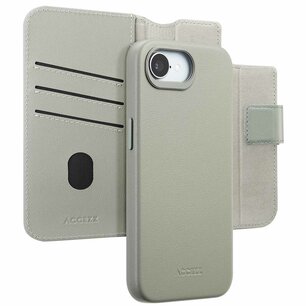 Accezz - Leather Bookcase 2-in-1 avec MagSafe pour Apple iPhone 16e - Light Grey