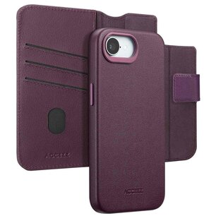 Accezz - Leather Bookcase 2-in-1 avec MagSafe pour Apple iPhone 16e - Heath Purple