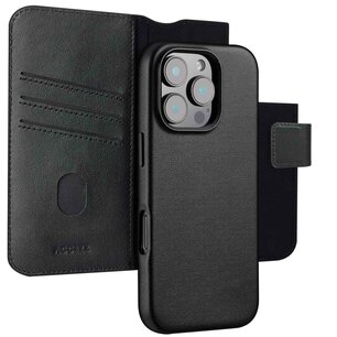 Accezz - Leather Bookcase 2-in-1 avec MagSafe pour Apple iPhone 16 Pro Max - Onyx Black