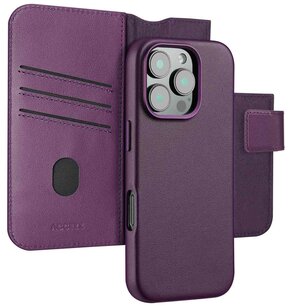 Accezz - Leather Bookcase 2-in-1 avec MagSafe pour Apple iPhone 16 Pro Max - Heath Purple