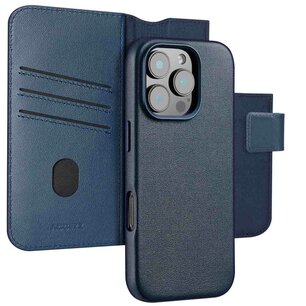 Accezz - Leather Bookcase 2-in-1 avec MagSafe pour Apple iPhone 16 Pro - Nightfall Blue