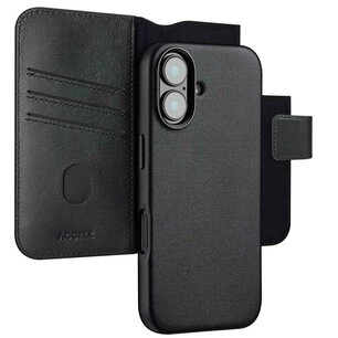 Accezz - Leather Bookcase 2-in-1 avec MagSafe pour Apple iPhone 16 - Onyx Black