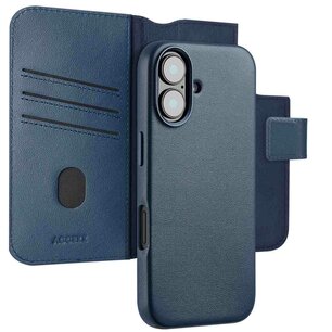 Accezz - Leather Bookcase 2-in-1 avec MagSafe pour Apple iPhone 16 - Nightfall Blue
