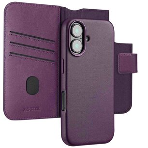 Accezz - Leather Bookcase 2-in-1 avec MagSafe pour Apple iPhone 16 - Heath Purple