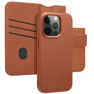 Accezz - Leather Bookcase 2-in-1 avec MagSafe pour Apple iPhone 15 Pro - Sienna Brown