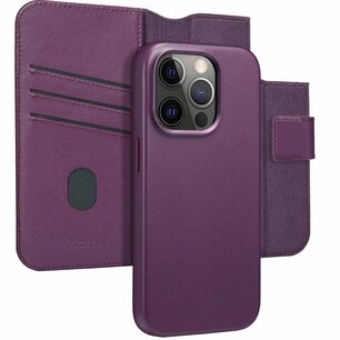 Accezz - Leather Bookcase 2-in-1 avec MagSafe pour Apple iPhone 15 Pro - Heath Purple