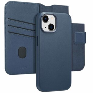 Accezz - Leather Bookcase 2-in-1 avec MagSafe pour Apple iPhone 15 - Nightfall Blue