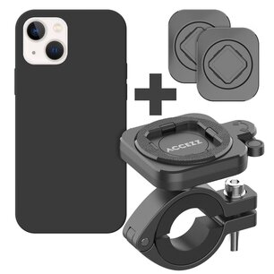 Accezz - EasyLock telefoonhouder fiets - inclusief hoesje voor Apple iPhone 14 - Aluminium - 360 graden draaibaar - Black