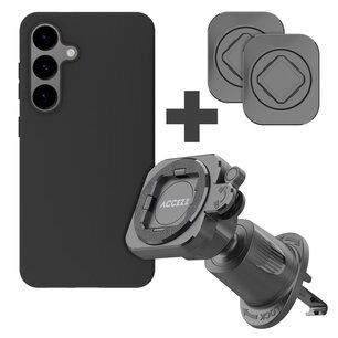 Accezz - EasyLock telefoonhouder auto - inclusief hoesje voor Samsung Galaxy S24 - Ventilatierooster - 360 graden draaibaar - Black