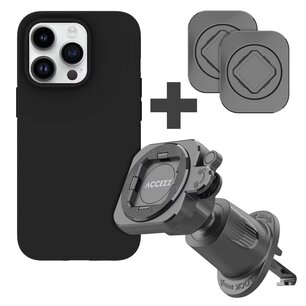 Accezz - EasyLock telefoonhouder auto - inclusief hoesje voor Apple iPhone 14 Pro - Ventilatierooster - 360 graden draaibaar - Black