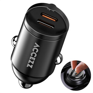 Accezz - Autolader | Snellader met 2 poorten - 2x USB-C 65 watt - Black