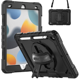 Accezz - Rugged Backcover met schouderstrap voor Apple iPad 9 (2021) 10.2 inch / iPad 8 (2020) 10.2 inch / iPad 7 (2019) 10.2 inch - Black