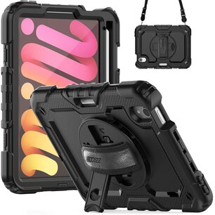 Accezz - Rugged Backcover met schouderstrap voor Apple iPad Mini 7 (2024) / iPad Mini 6 (2021) - Black