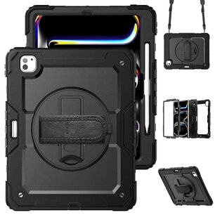 Accezz - Rugged Backcover met schouderstrap voor Apple iPad Pro 13 (2024) M4 - Black