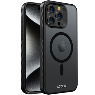 Accezz - Rugged Frosted MagSafe Backcover pour Apple iPhone 15 Pro Max - Black