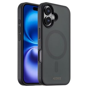 Accezz - Rugged Frosted MagSafe Backcover pour Apple iPhone 16 - Black